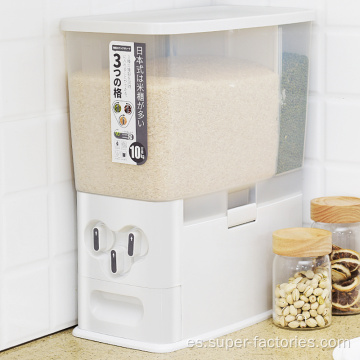 Caja de almacenamiento de dispensador de arroz automático de plástico para cocina